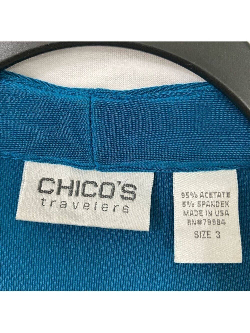 #0075 - Chico's Teal Open-Front Velvet Cardigan - Picture 2 of 8